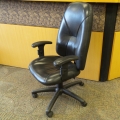 Black High Back Leather Rolling Executive Task Chair w Arms